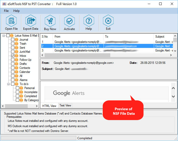 Freeware NSF Outlook converter